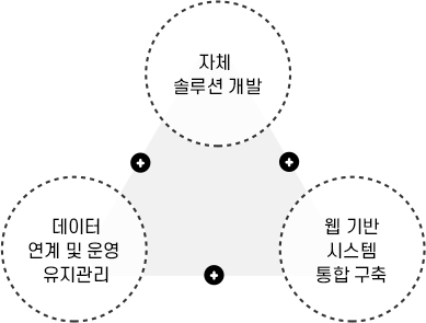 자체 솔루션 개발 + 데이터 연계 및 운영 유지관리 + 웹 기반 시스템 통합 구축